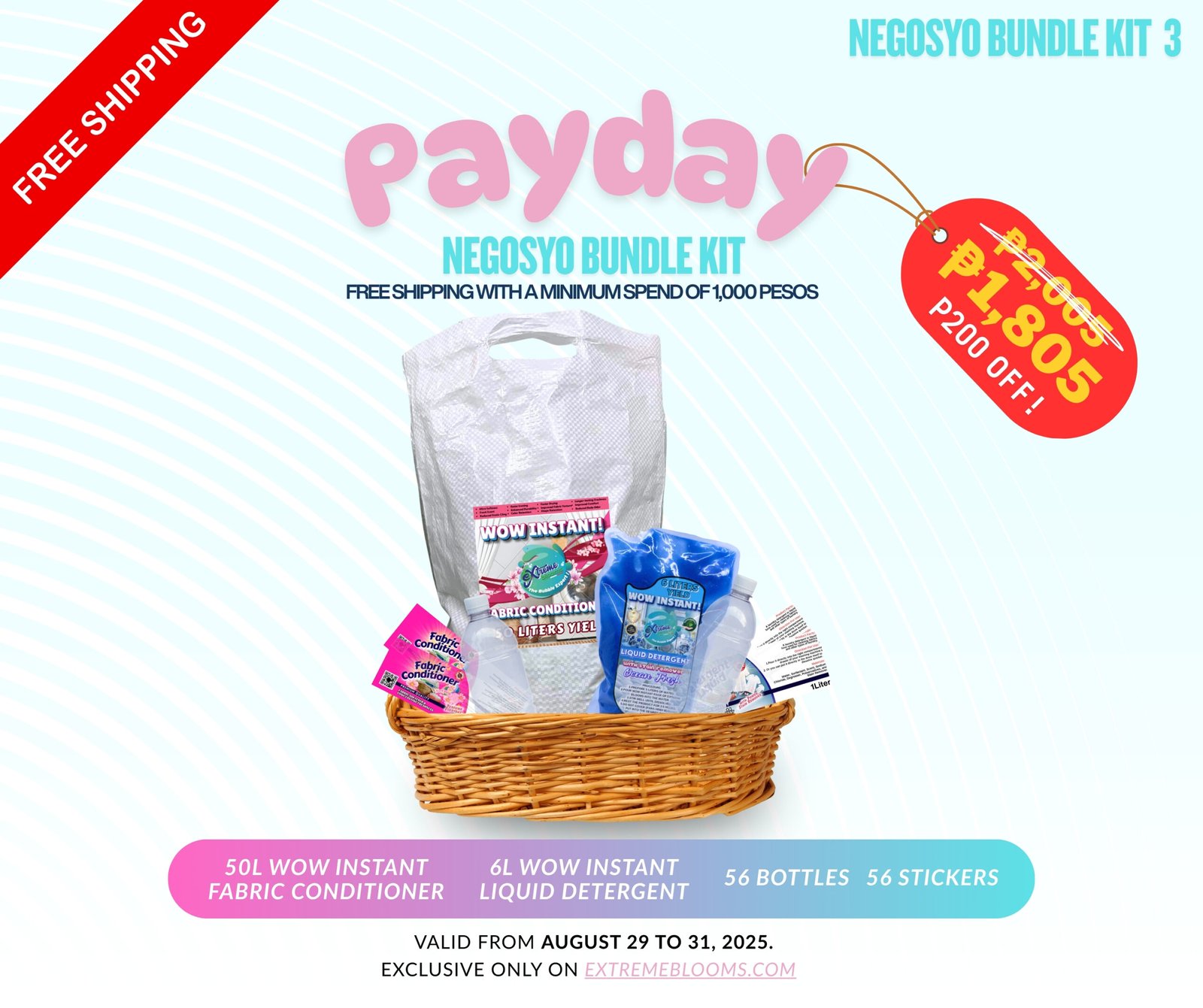 PROMO BUNDLE 3 (Instant Kit of 50L Fabcon & 6L Liquid Detergent W ...